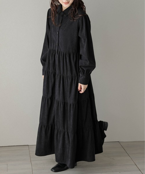 リバティ　コーデュロイ フレアワンピース　クリスマスに SUGAR BISKET（シュガービスケット） ワンピース コーデュロイ