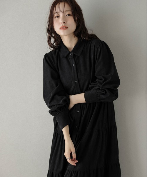 SUGAR BISKET ワンピース コーデュロイ ティアード フレアワンピース