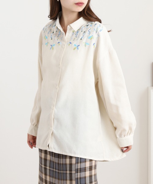 Quelle Chance（ケルシャンス） ブラウス シャツ 草花刺繍シャツ