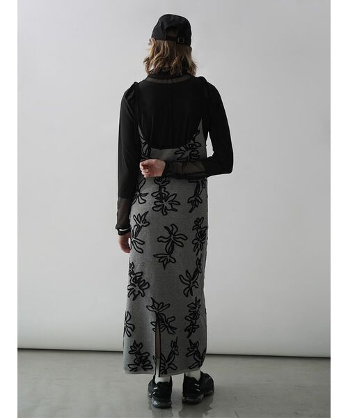 ワンピース SHOULDER RIBBON FLOWER JACQUARD KNIT ONEPIECE