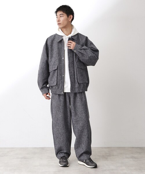 THE SHOP TK ブルゾン アウター ツイードフライトビッグブルゾン
