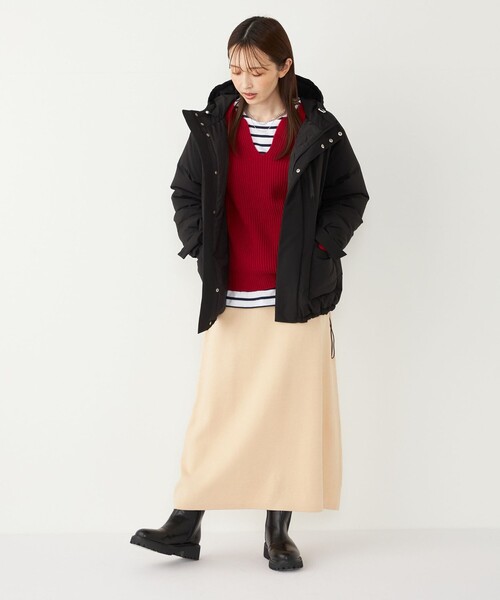 シップス　ネイビー フード付き ダウンジャケット SHIPS（シップス） ダウンコート SMALL ネイビー レディース