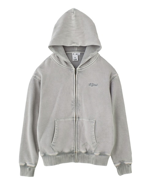 X-girl（エックスガール） パーカー BLEACHED LOGO PATCH ZIP UP SWEAT