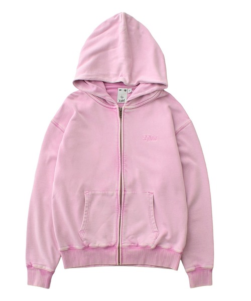 X-girl（エックスガール） パーカー BLEACHED LOGO PATCH ZIP UP SWEAT
