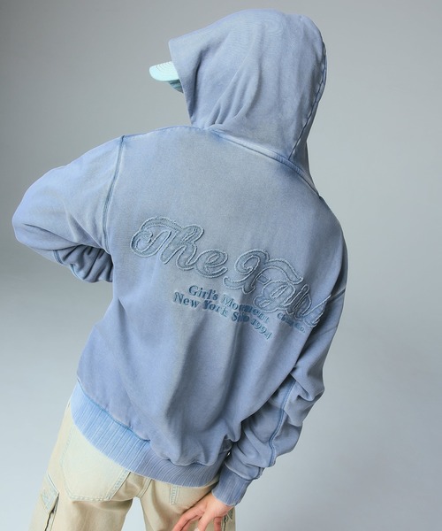 X-girl（エックスガール） パーカー BLEACHED LOGO PATCH ZIP UP SWEAT