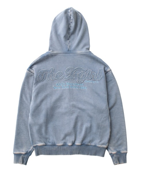 X-girl（エックスガール） パーカー BLEACHED LOGO PATCH ZIP UP SWEAT