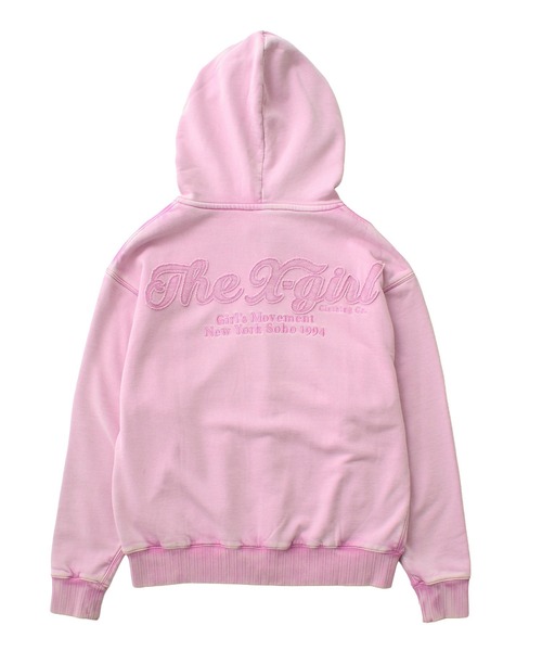 X-girl（エックスガール） パーカー BLEACHED LOGO PATCH ZIP UP SWEAT