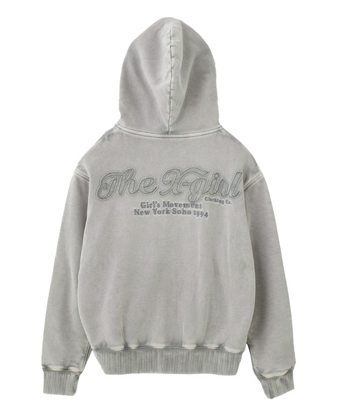 X-girl（エックスガール） パーカー BLEACHED LOGO PATCH ZIP UP SWEAT