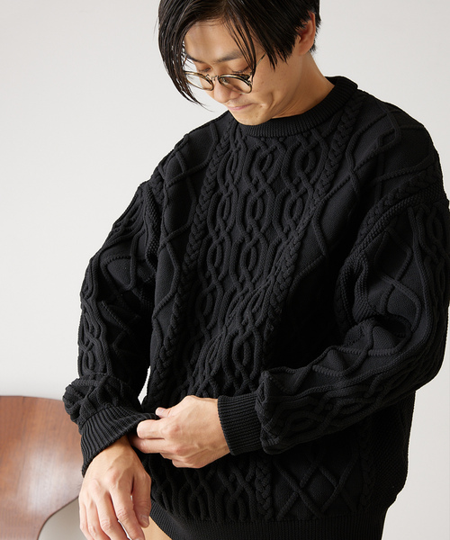 「417 EDIFICE」 長袖ニット MEDIUM チャコールグレー メンズ_画像3