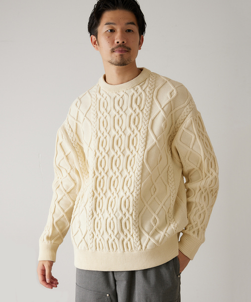 「417 EDIFICE」 長袖ニット MEDIUM チャコールグレー メンズ_画像4