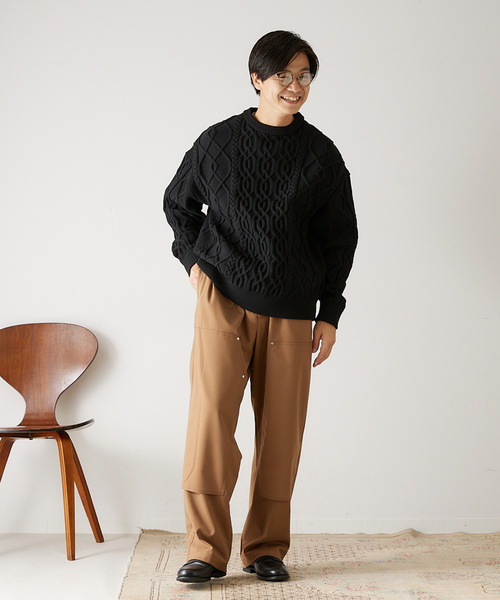 「417 EDIFICE」 長袖ニット MEDIUM チャコールグレー メンズ_画像8