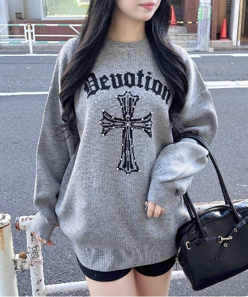 INGNI（イング） ニット セーター クロスロゴジャガードニット