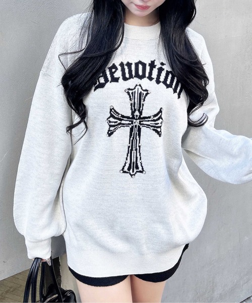 INGNI（イング） ニット セーター クロスロゴジャガードニット