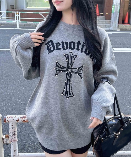 INGNI（イング） ニット セーター クロスロゴジャガードニット