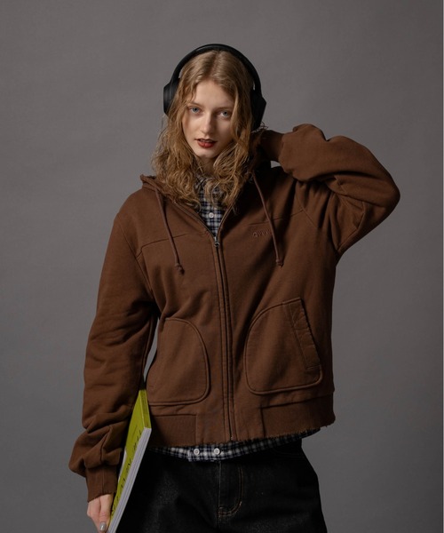 CIVVY. パーカー Cut-off Short Zip Hoodie - カットオフショート
