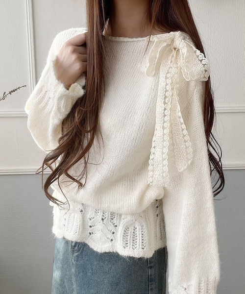 Nana ニット セーター 肩リボンニット レディース : ZOZOTOWN Yahoo!店