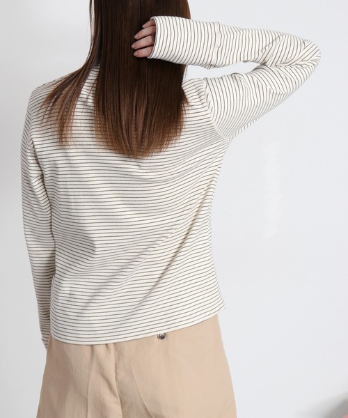 【未使用】レオナール　コットンヘンリーネックカットソー　ベージュ系　L cepo（セポ） tシャツ ヘンリーネックタートルカットソー レディース