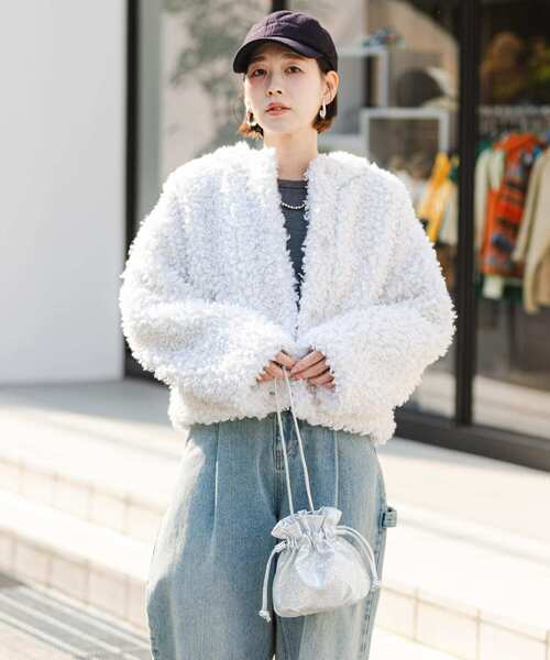 「F by ROSSO」 ノーカラージャケット FREE チャコールグレー レディース_画像3