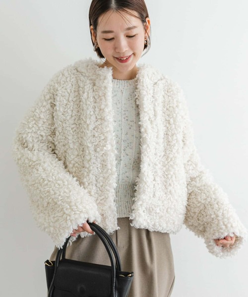 「F by ROSSO」 ノーカラージャケット FREE チャコールグレー レディース_画像5