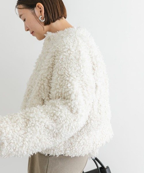 「F by ROSSO」 ノーカラージャケット FREE チャコールグレー レディース_画像6