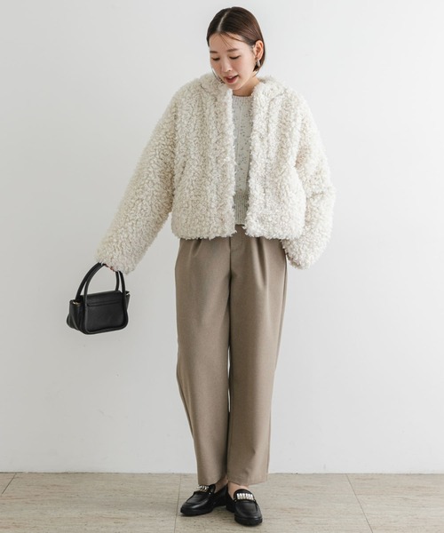 「F by ROSSO」 ノーカラージャケット FREE チャコールグレー レディース_画像7