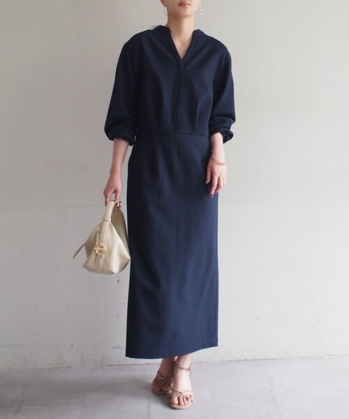Loungedress（ラウンジドレス） ワンピース リネンライクVワンピース