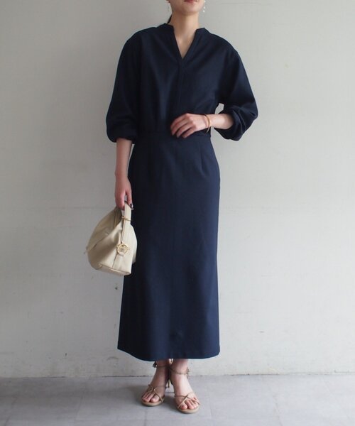 Loungedress（ラウンジドレス） ワンピース リネンライクVワンピース