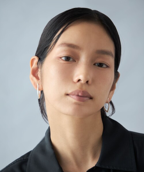 イヤリング 「プッシュイヤリング」 リーフ レディースの画像