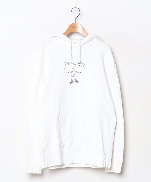 THRASHER（スラッシャー） プルオーバーパーカー L ホワイト メンズ