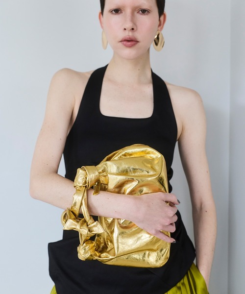 クラッチバッグ パーティーバッグ METALLIC KNOT LEATHER BAG レディースの画像