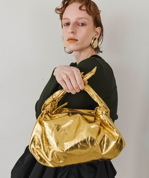 クラッチバッグ パーティーバッグ METALLIC KNOT LEATHER BAG レディースの画像