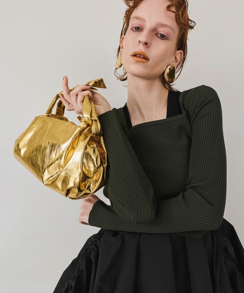クラッチバッグ パーティーバッグ METALLIC KNOT LEATHER BAG レディースの画像