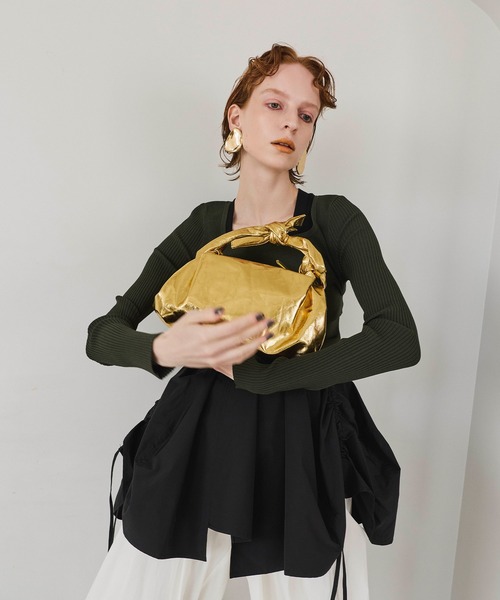 クラッチバッグ パーティーバッグ METALLIC KNOT LEATHER BAG レディースの画像