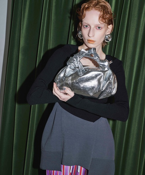 クラッチバッグ パーティーバッグ METALLIC KNOT LEATHER BAG レディースの画像
