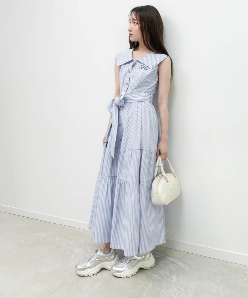 ワンピース randa RANDA（ランダ） シャツワンピース ロゴ刺繍シャツティアード