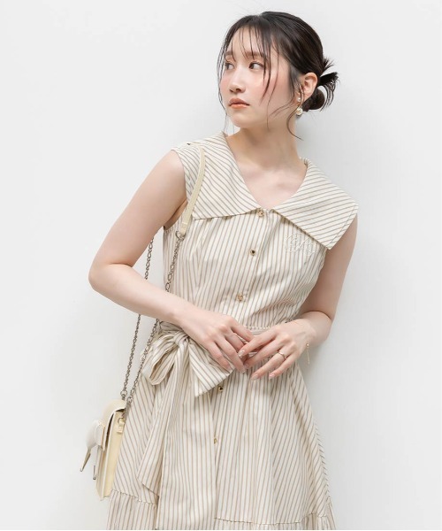 RANDA（ランダ） シャツワンピース ロゴ刺繍シャツティアード