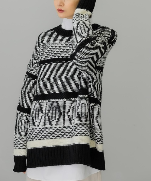 「KBF」 長袖ニット ONE ネイビー レディース_画像2