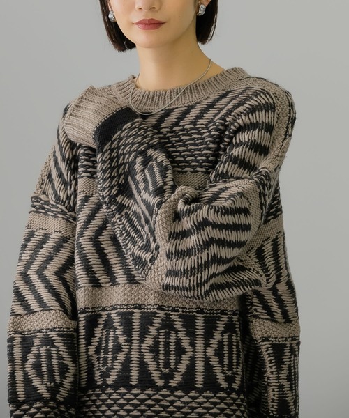 「KBF」 長袖ニット ONE ネイビー レディース_画像4