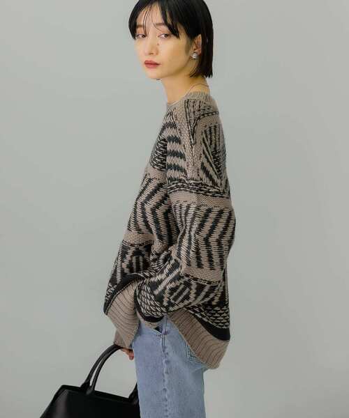 「KBF」 長袖ニット ONE ネイビー レディース_画像6