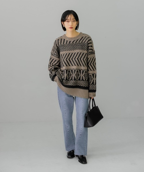 「KBF」 長袖ニット ONE ネイビー レディース_画像8