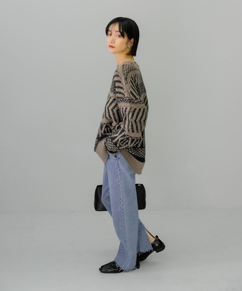 「KBF」 長袖ニット ONE ネイビー レディース_画像9