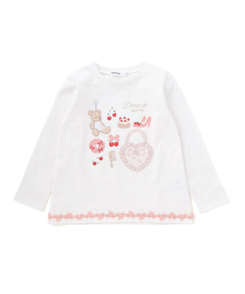 SLAP SLIP（スラップスリップ） tシャツ 裾レースパッチ刺しゅう天竺
