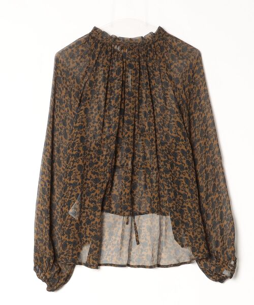 「LEE MATHEWS」 花柄長袖ブラウス 1 ネイビー レディース_画像2