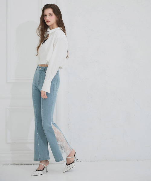ジーンズ デニム デニムパンツ liberty デニムフレアパンツ レディース_11