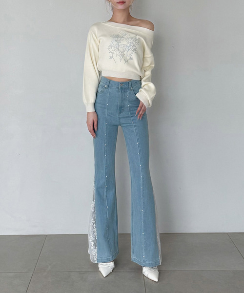 ジーンズ デニム デニムパンツ liberty デニムフレアパンツ レディース_16