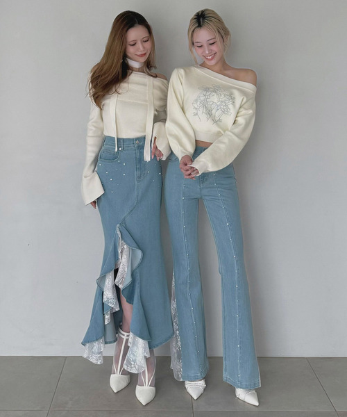 ジーンズ デニム デニムパンツ liberty デニムフレアパンツ レディース_17