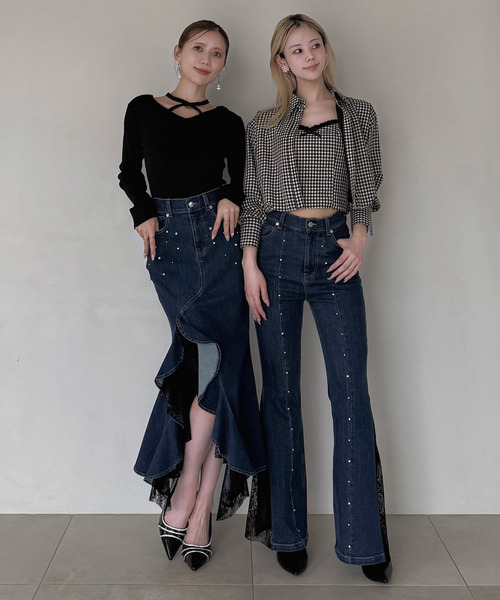 ジーンズ デニム デニムパンツ liberty デニムフレアパンツ レディース_18