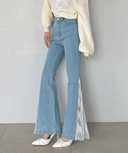 ジーンズ デニム デニムパンツ liberty デニムフレアパンツ レディース_1
