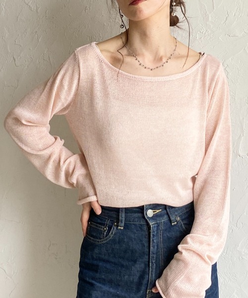 She's Closet サマーニット ニット セーター 透かし編み 長袖 シアー