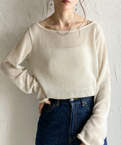 She's Closet サマーニット ニット セーター 透かし編み 長袖 シアー
